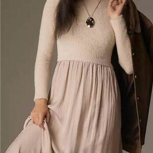 Anthropologie Thea long sleeve eyelash sweater twofer dress